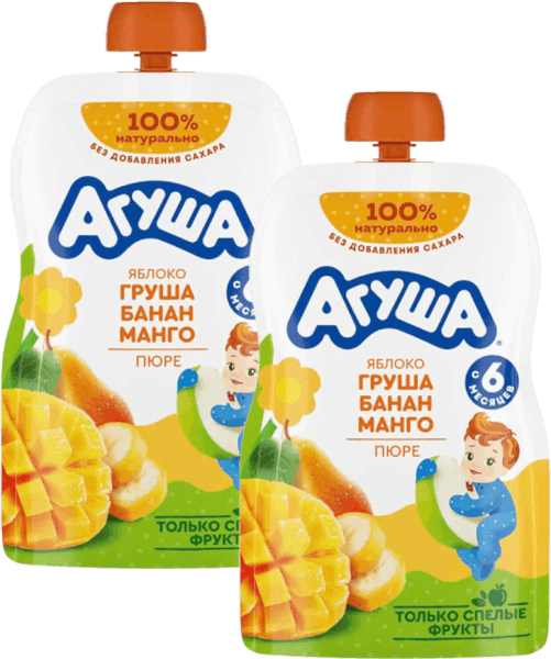 Combo 2 Trái cây nghiền vị táo, lê, chuối và xoài Agusha