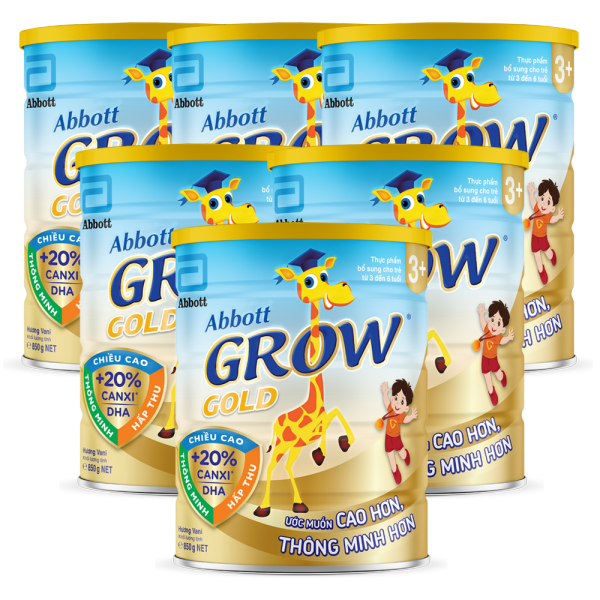 Combo 6 lon Abbott Grow Gold 3 Hương Vani 850g