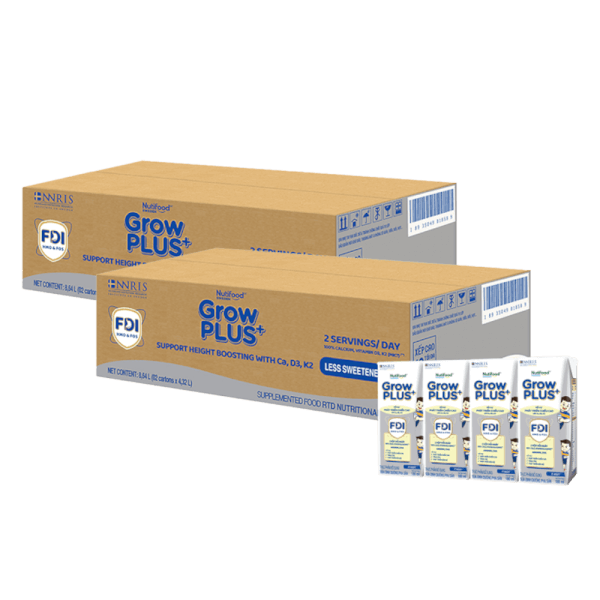 4 Thùng Sữa dinh dưỡng pha sẵn GrowPLUS+ (Bạc) 180ml, lốc 4 hộp (Từ 1 tuổi)