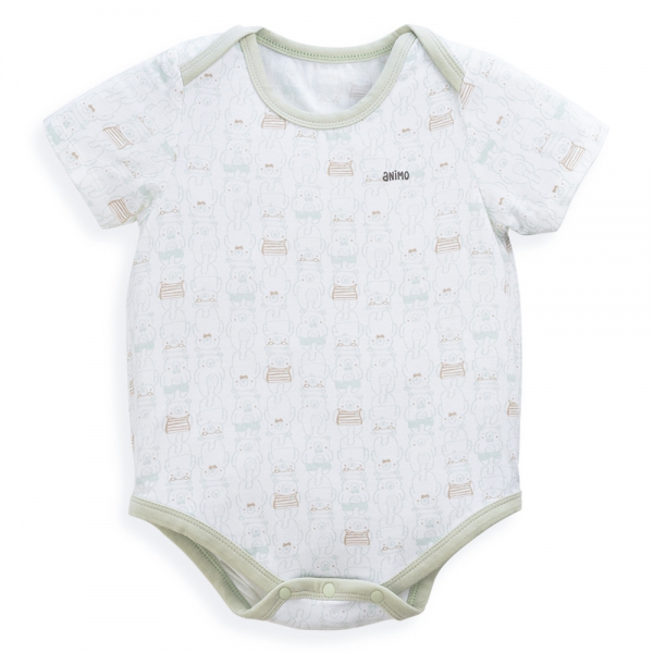 Set 2 Bodysuit modal kháng khuẩn tam giác Animo VD1024010 (0-9M,Xanh bơ)