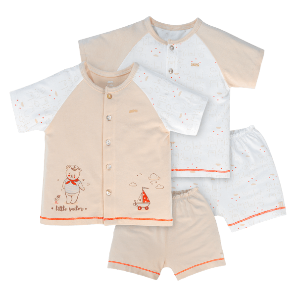 Set 2 Bộ modal kháng khuẩn ngắn Animo VD1024004 (0-24M,Beige)