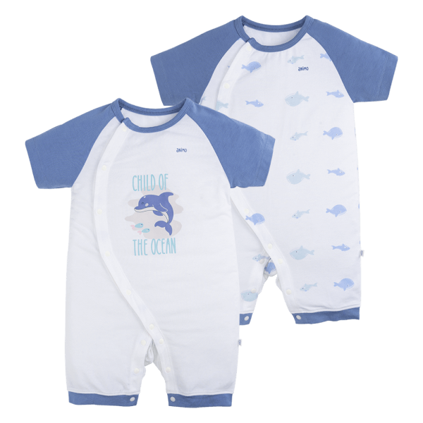 Set 2 Bodysuit modal kháng khuẩn đùi Animo VD1024012 (0-12M,Xanh dương)