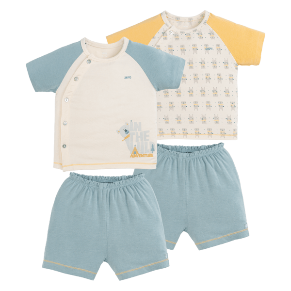 Set 2 Bộ modal kháng khuẩn ngắn Animo VD1024006 (0-24M,Xanh )