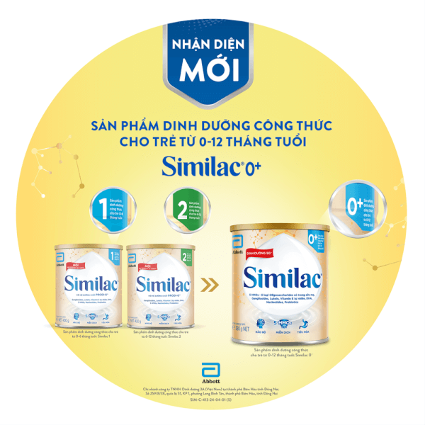 Sữa Similac 0+ 380g (0-12 tháng) (Bao bì cũ: Similac số 1 400g (0-6 tháng) - Giao bao bì ngẫu nhiên)