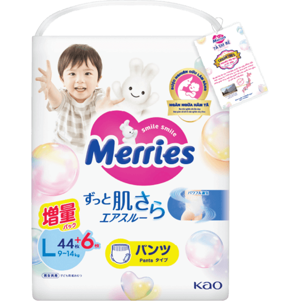 Tã quần Merries (L, 9-14kg, 44 miếng) (giao bao bì ngẫu nhiên)