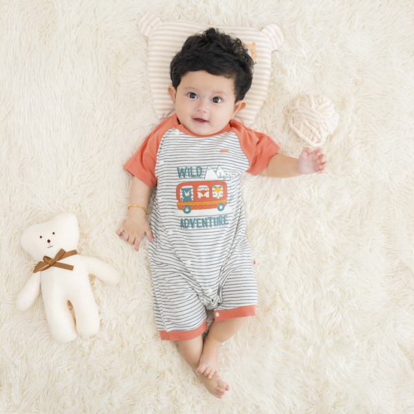 Set 2 Bodysuit kháng khuẩn Modal đùi Animo VD0724035 (0-12M,Đỏ-Xám)