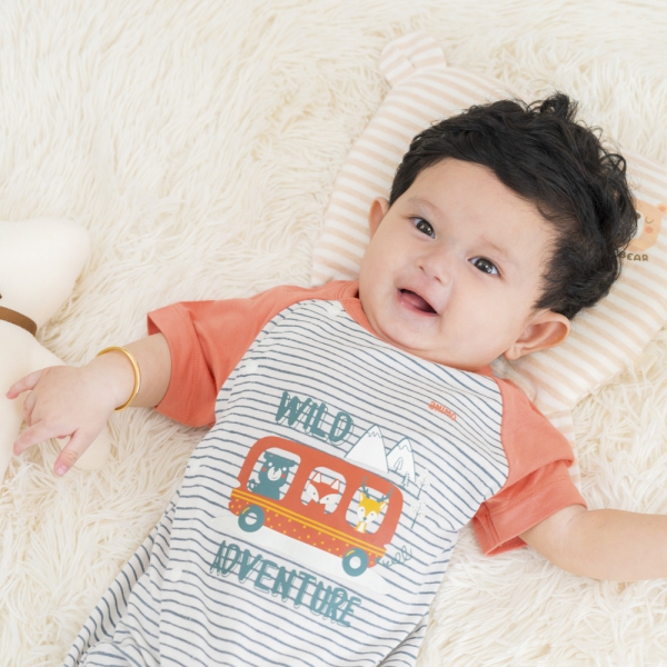 Set 2 Bodysuit kháng khuẩn Modal đùi Animo VD0724035 (0-12M,Đỏ-Xám)