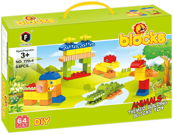 Hộp xếp hình khối động vật 64pcs RFD596330 C409 (Xanh lá)