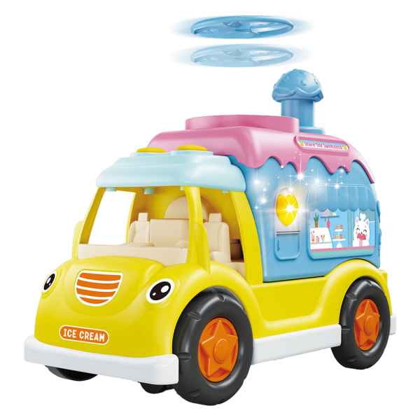 Xe ô tô hoạt hình vui vẻ có nhạc đèn LH16880922 C409 (Vàng)