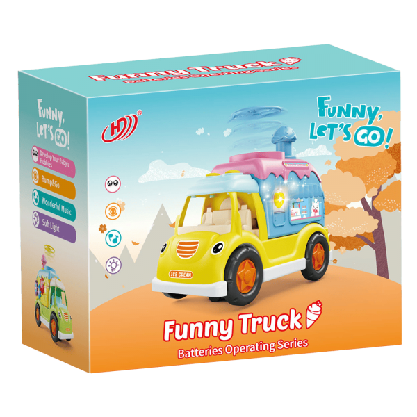 Xe ô tô hoạt hình vui vẻ có nhạc đèn LH16880922 C409 (Vàng)