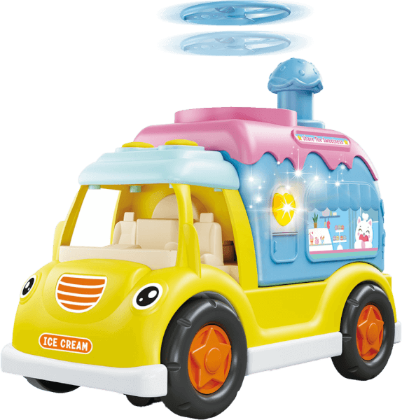 Xe ô tô hoạt hình vui vẻ có nhạc đèn LH16880922 C409 (Vàng)