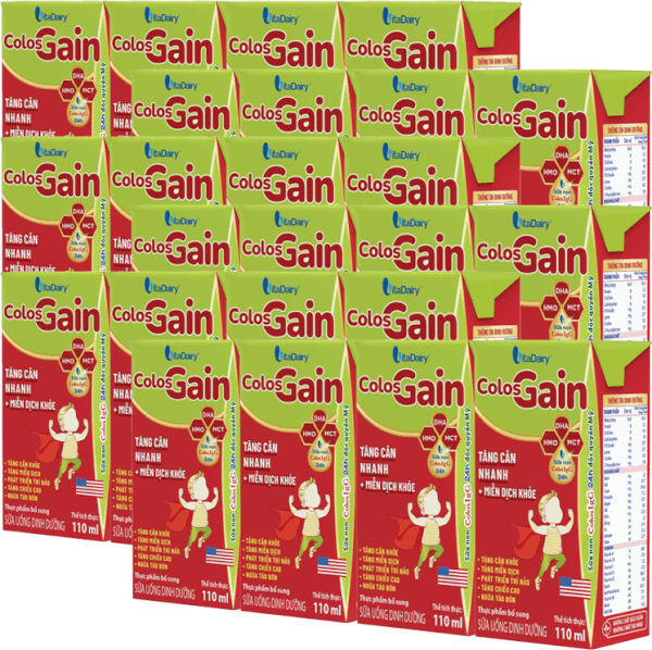 Combo 6 lốc Sữa uống dinh dưỡng Colos Gain 110ml, lốc 4 hộp (trên 1 tuổi)