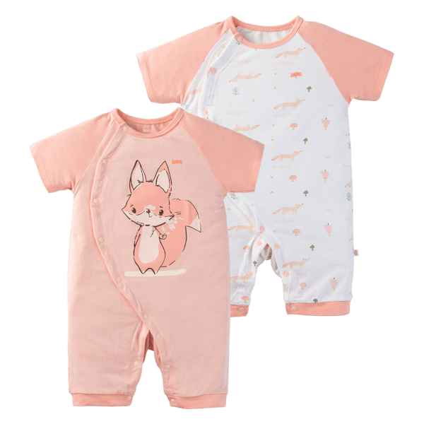 Set 2 Bodysuit kháng khuẩn Modal đùi Animo BMC1024028 (0-12M,Hồng dâu)