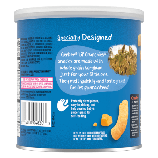 Thực phẩm bổ sung Bánh ăn dặm Gerber Lil’ Crunchies vị phô mai Mild Cheddar *giao bao bì ngẫu nhiên*