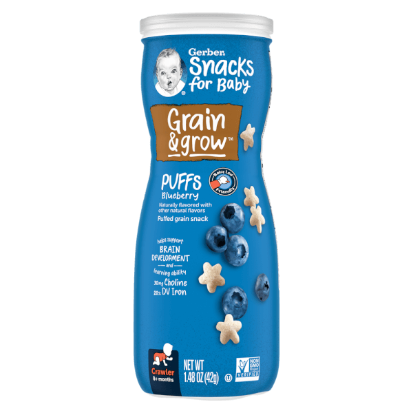 Thực phẩm bổ sung Bánh ăn dặm Gerber Puffs vị việt quất *giao bao bì ngẫu nhiên*