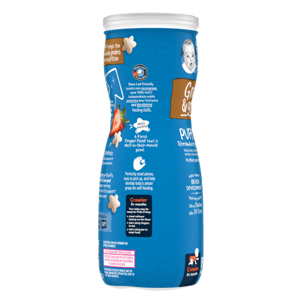 Thực phẩm bổ sung Bánh ăn dặm Gerber Puffs vị dâu táo *giao bao bì ngẫu nhiên*