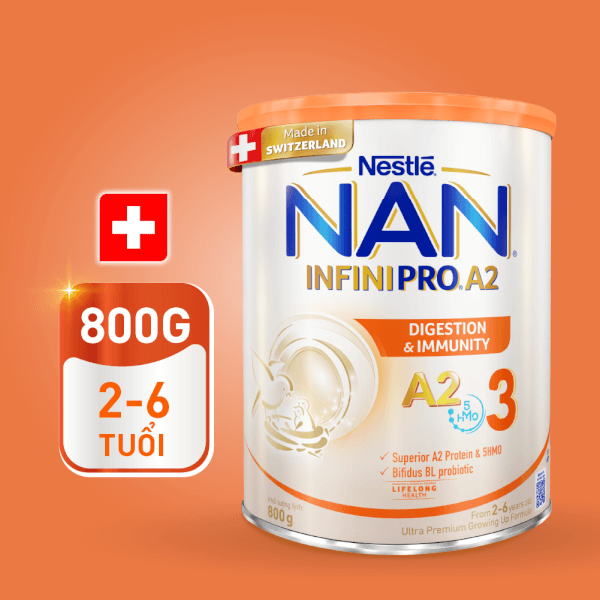 Combo 2 Sữa Nan A2 InfiniPro 800g số 3 (5HMO) (2-6 tuổi)