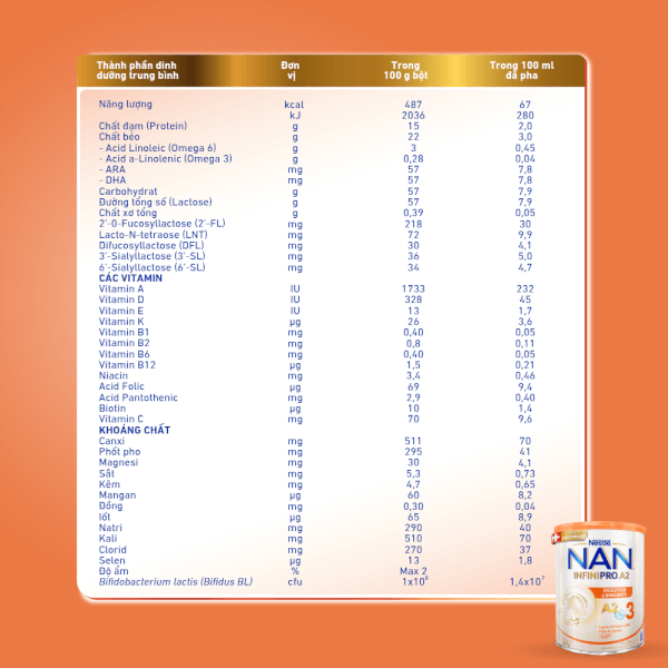 Combo 2 Sữa Nan A2 InfiniPro 800g số 3 (5HMO) (2-6 tuổi)