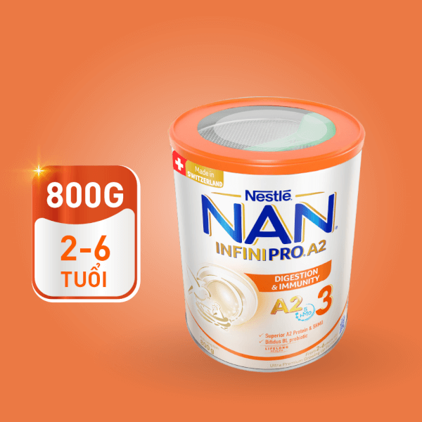Combo 2 Sữa Nan A2 InfiniPro 800g số 3 (5HMO) (2-6 tuổi)