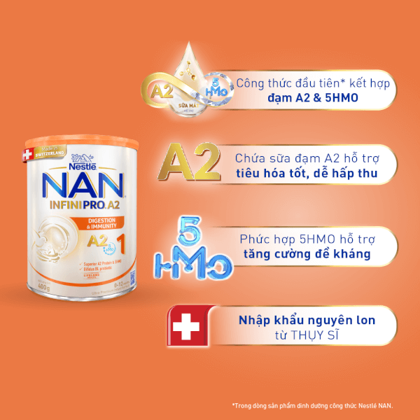 Sữa NAN INFINIPRO A2 số 1 400g (5HMO) (0-12 tháng) (Giao bao bì ngẫu nhiên)