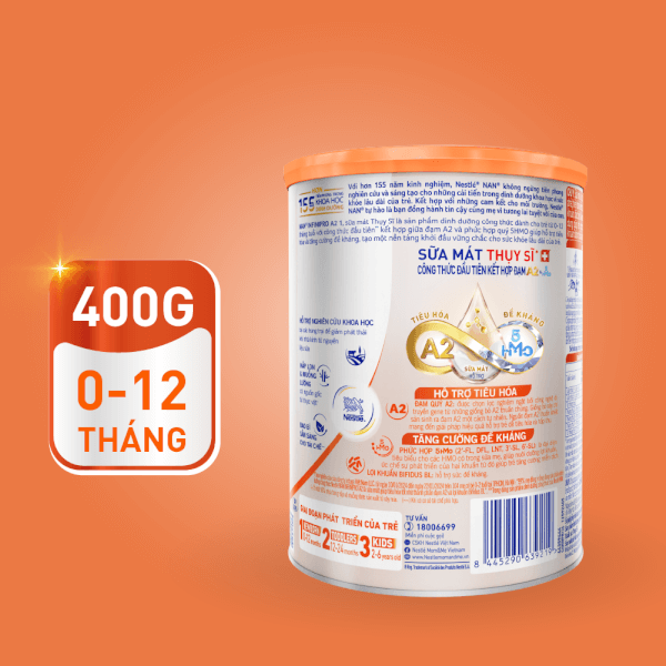 Sữa NAN INFINIPRO A2 số 1 400g (5HMO) (0-12 tháng) (Giao bao bì ngẫu nhiên)