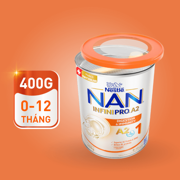 Sữa NAN INFINIPRO A2 số 1 400g (5HMO) (0-12 tháng) (Giao bao bì ngẫu nhiên)