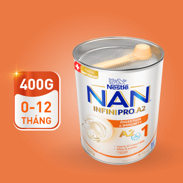 Sữa NAN INFINIPRO A2 số 1 400g (5HMO) (0-12 tháng) (Giao bao bì ngẫu nhiên)