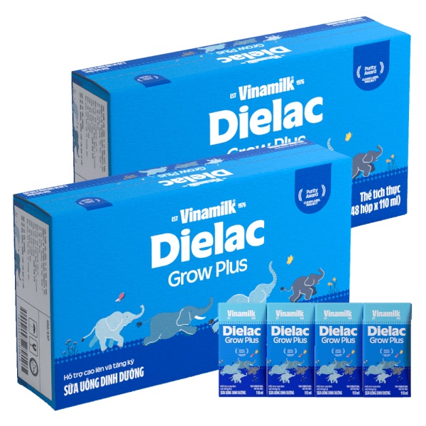 Combo 2 Thùng Sữa uống dinh dưỡng Dielac Grow Plus 110ml (Sữa Non) - Lốc 4 hộp