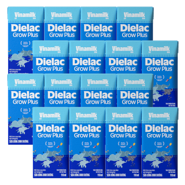 Combo 4 Sữa uống dinh dưỡng Dielac Grow Plus 110ml (Sữa Non) - Lốc 4 hộp