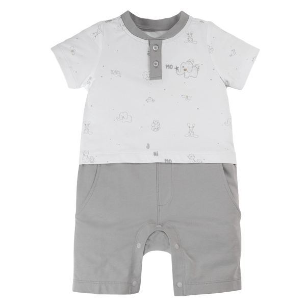 Bodysuit bé trai đùi Animo VD1024057 (0-12M,Xám nhạt)