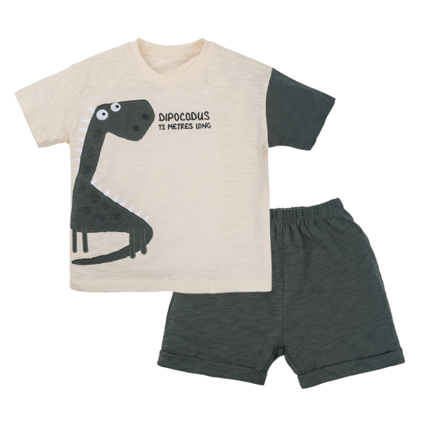 Bộ bé trai ngắn BST Khủng long Animo HN1124041 (9M-6Y,Kem)