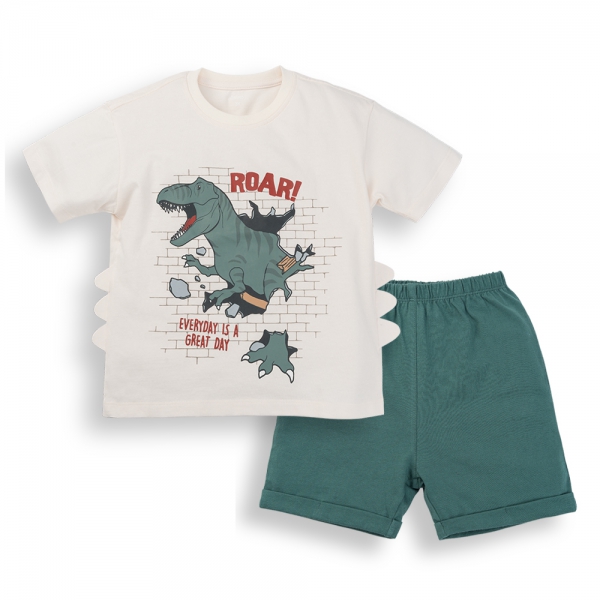 Bộ bé trai ngắn Bst T-Rex Animo HN1224006 (9M-3Y,Kem)