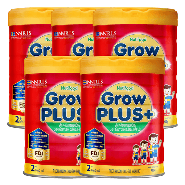 Combo 5 Sữa GrowPlus+ Đỏ 2+ tuổi, 900g