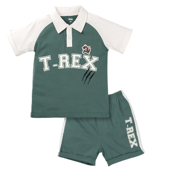 Bộ Polo bé trai ngắn BST T-Rex Animo HN1224005 (9M-6Y,Xanh)