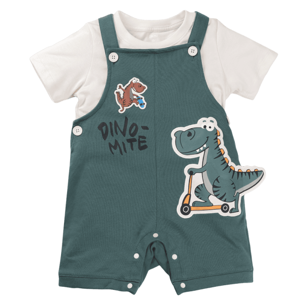 Bộ yếm bé trai ngắn BST T-Rex Animo HN1224004 (1-4Y,Xanh)