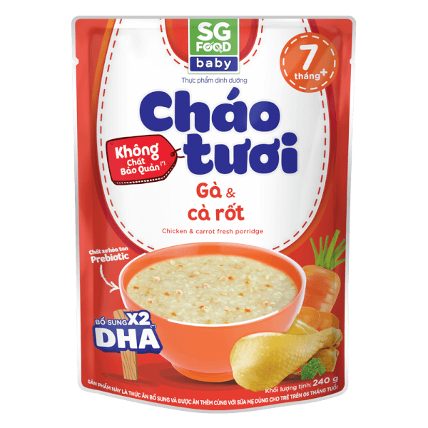 Cháo tươi Baby gà cà rốt, SG Food, 7 tháng, 240g