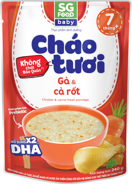 Cháo tươi Baby gà cà rốt, SG Food, 7 tháng, 240g