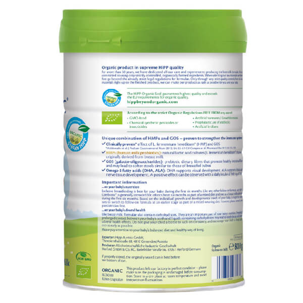 Sữa HiPP Organic Combiotic số 2 800g (6-12 tháng tuổi)