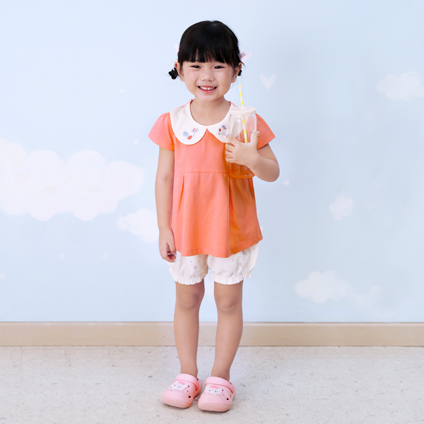 Bộ bé gái ngắn Gà con Chip Chip Animo TX0624004 (6M-6Y,Hồng )