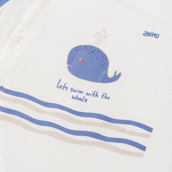 Bodysuit rayon jacquard dài Animo KV1124018 (0-12M,Xanh)