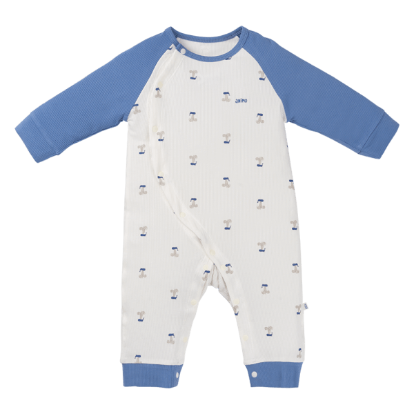 Bodysuit rayon jacquard dài Animo KV1124017 (0-12M,Xanh)