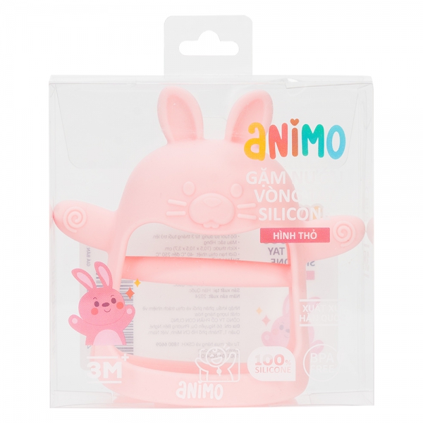 Gặm nướu vòng tay Silicone hình thỏ Animo (Hồng)
