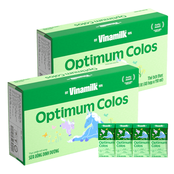 Combo 2 thùng Sữa uống dinh dưỡng Optimum Colos 110ml (Lốc 4 hộp) new