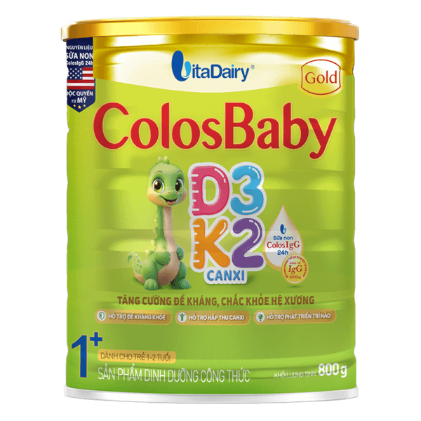 Sản phẩm dinh dưỡng công thức Colosbaby Gold D3K2 1+ 800g (1-2 tuổi)