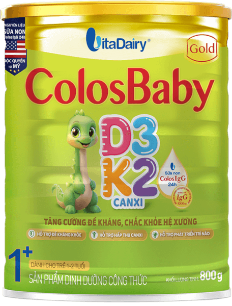 Sản phẩm dinh dưỡng công thức Colosbaby Gold D3K2 1+ 800g (1-2 tuổi)