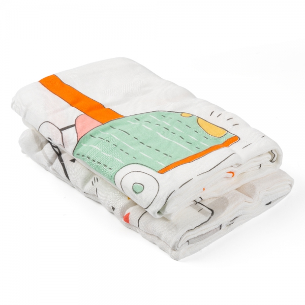 Set 2 Khăn tắm đa năng sợi tre in hình Animo  B2409_MN005 (110x110cm,Trắng,Giao hoạ tiết ngẫu nhiên)