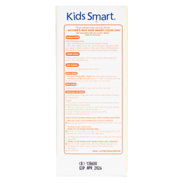 Thực phẩm bảo vệ sức khỏe Nature’s Way Kids Smart Liquid ZinC