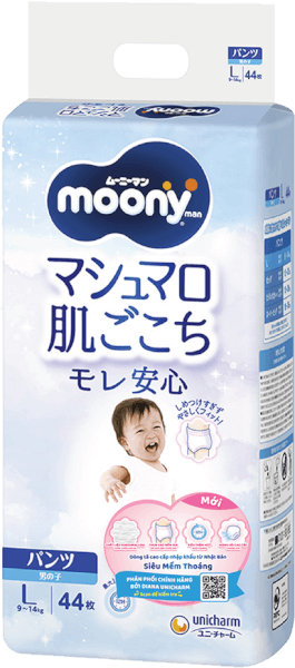Bỉm tã quần Moony bé trai size L 44 miếng (9-14kg) (giao bao bì ngẫu nhiên)