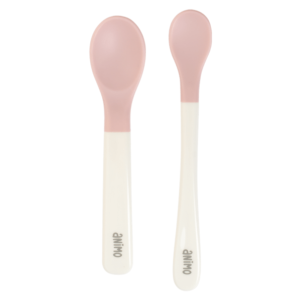 Vỉ 2 muỗng đầu mềm cho bé Animo (hồng, RK3704)