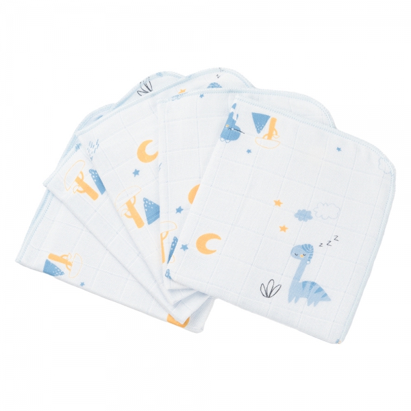 Khăn gạc sợi tre 4 lớp Animo T2304_NBA004 (25x25cm,5 cái) (giao màu ngẫu nhiên)